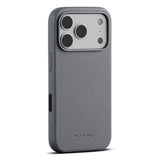 iPhone 18 Pro Max WOOLNUT Ekte Skinn Deksel - MagSafe Kompatibel - Grå