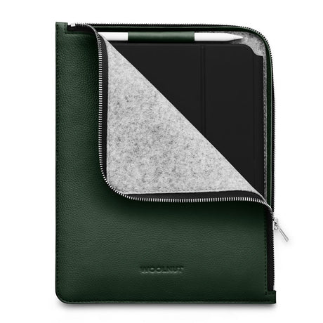 Woolnut iPad / Tablet (23 x 29 cm) Ekte Skinn Folio Sleeve - Grønn