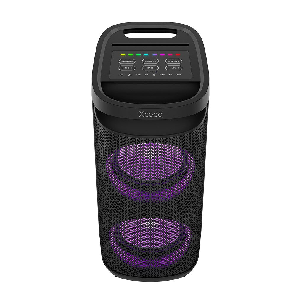 Xceed Sound 10" Bluetooth Høyttaler med Trådløs Mikrofon & Lysshow - svart