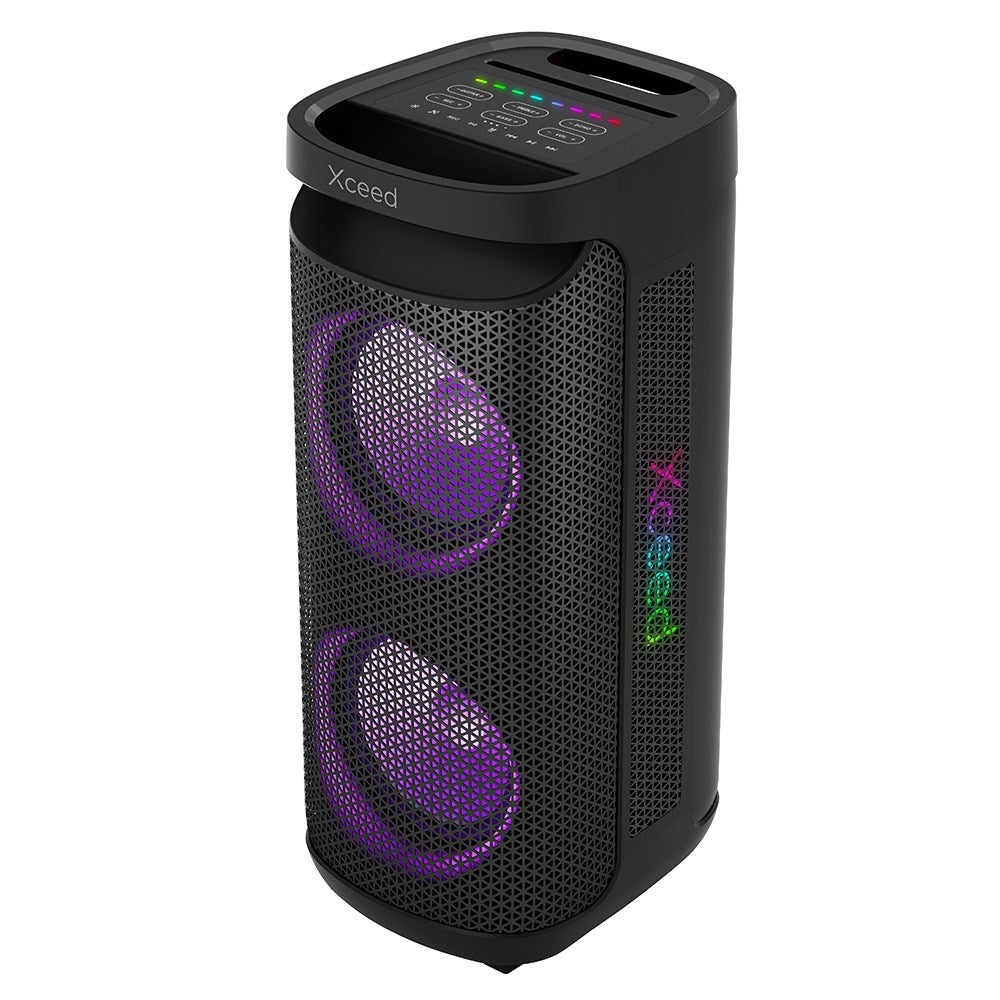 Xceed Sound 10" Bluetooth Høyttaler med Trådløs Mikrofon & Lysshow - svart